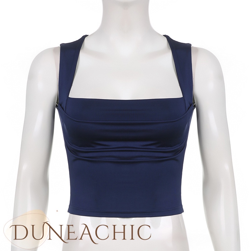 DUNEA Bộ Áo Tank Top Dáng Rộng Phối Quần Lưng Cao Phối Dây Rút Cá Tính Cho Nữ