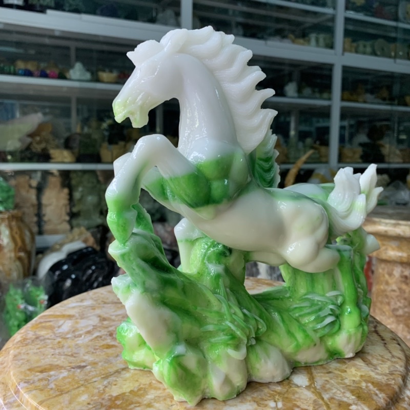 Tượng Song Mã Đá Đúc - ngang 30cm, cao 24cm