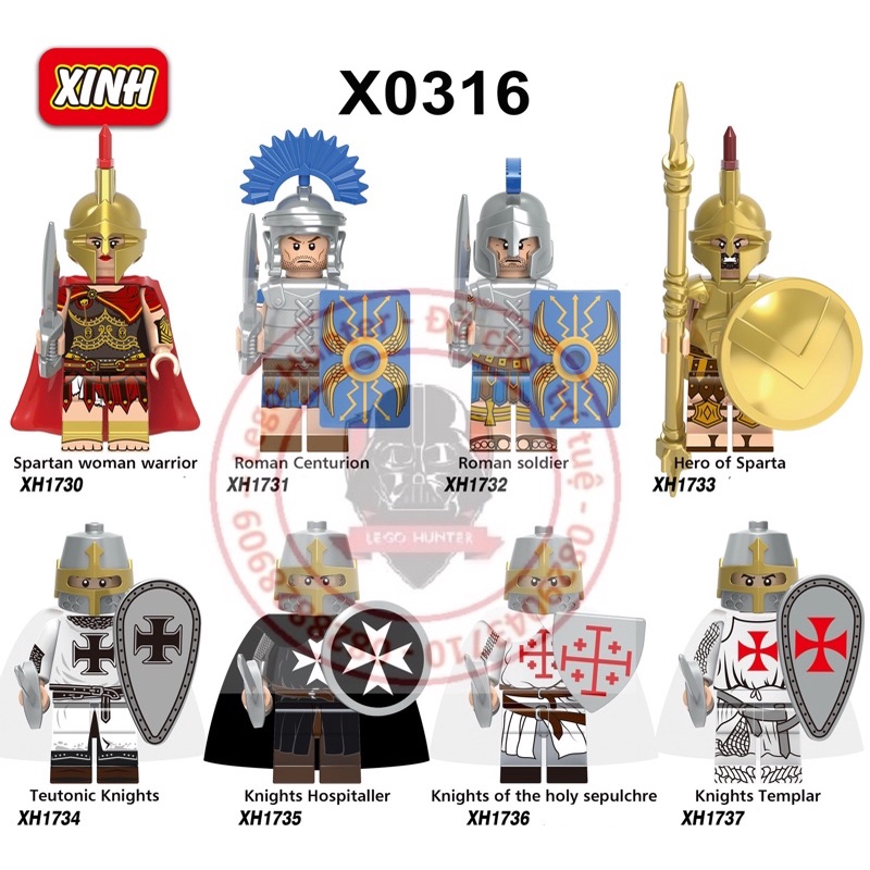 Xếp Hình X0316 minifigures mô hình lắp ráp chiến binh Spartan và chiến binh La mã cổ đại spartan warrior Roman Centurion