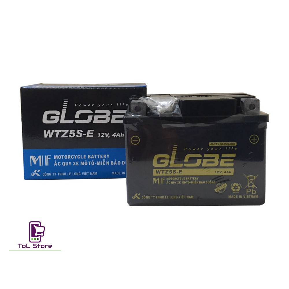 Ắc quy xe máy GLOBE WTZ5S-E (12V - 4Ah)