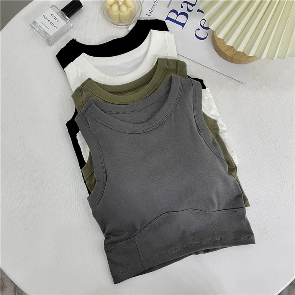 50192 Áo Vest Ngắn Mỏng Vừa Vặn Cổ Tròn