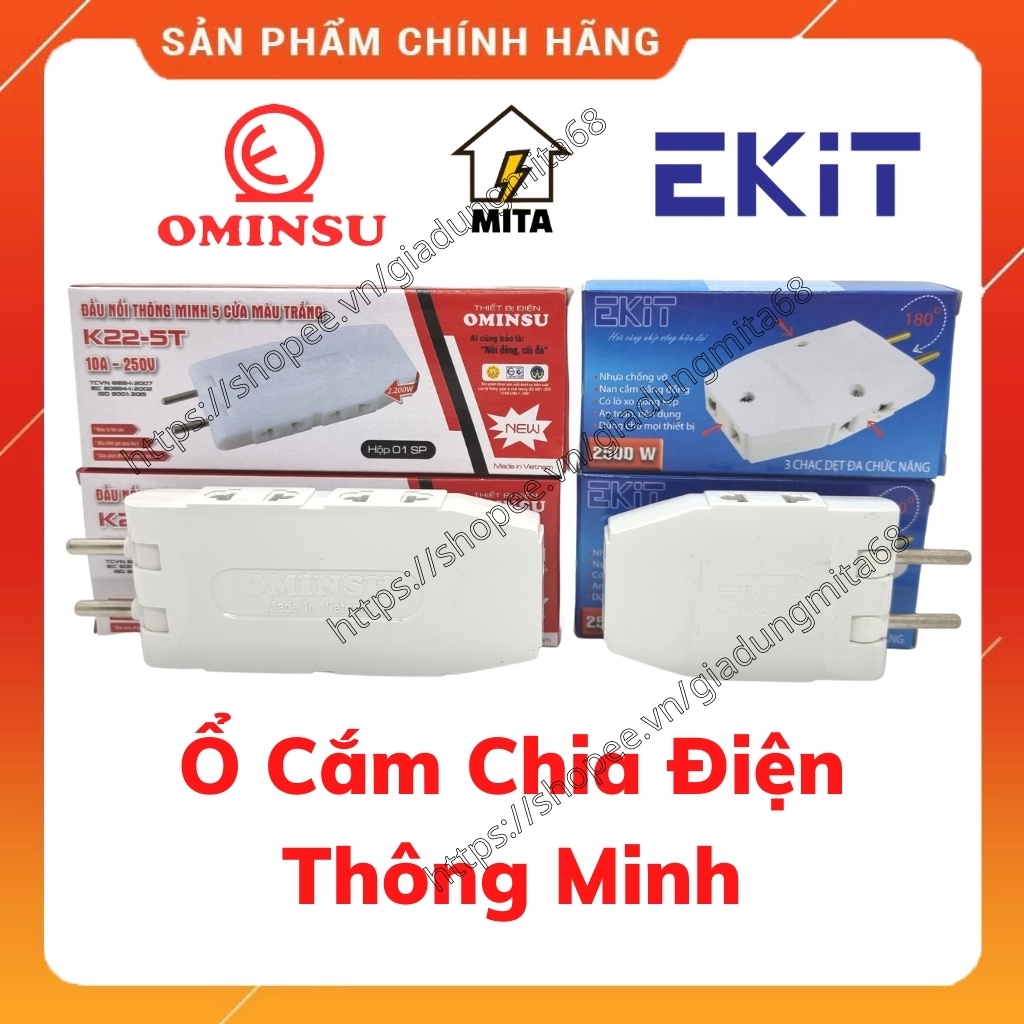 Phích cắm chia điện thông minh 1 ra 3 EKIT - Ổ cắm chia điện thông minh 1 ra 5 Ominsu - MITA