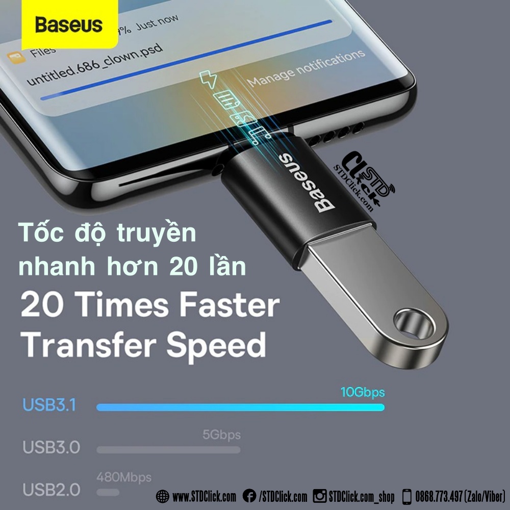 JACK CHUYỂN TYPE C SANG USB 3.1 BASEUS OTG INGENUITY CHÍNH HÃNG