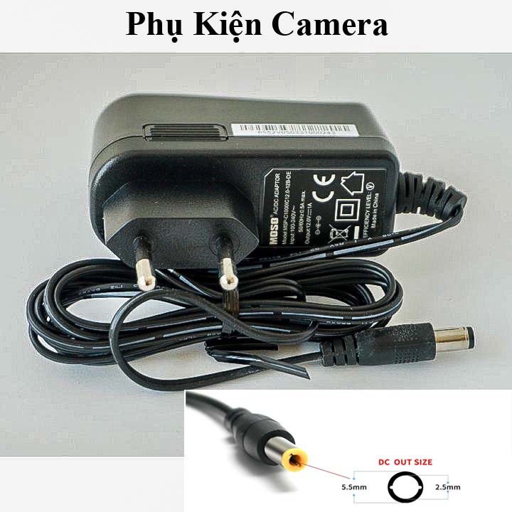 Nguồn Adapter Moso 12V 1A mới giành cho Camera, WIfi, Modem , Thiết Bị Điện các Tòa Nhà (Đen)- BẢO HÀNH 3 THÁNG