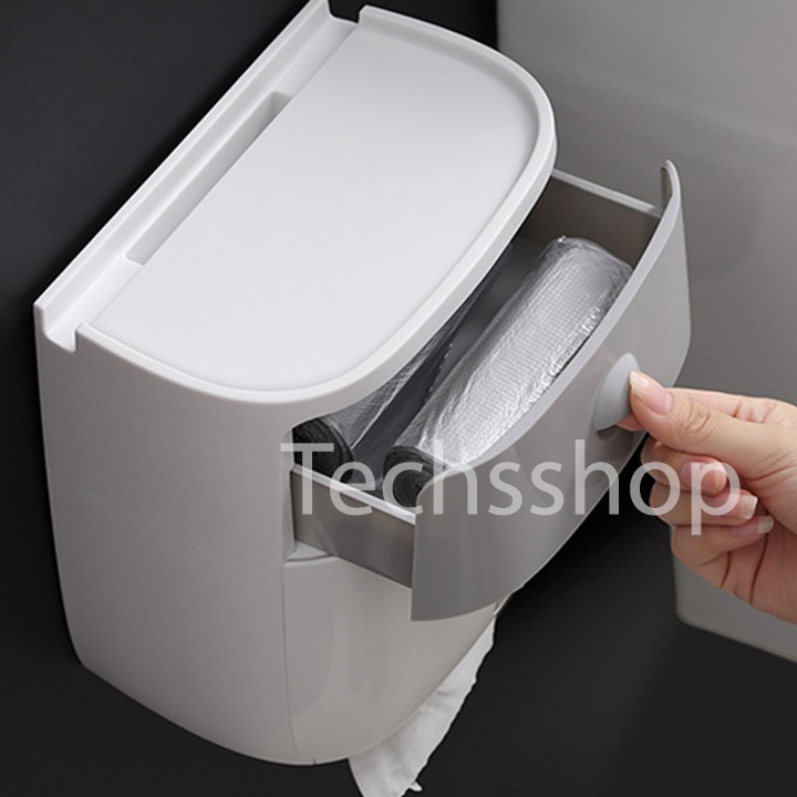 Hộp Đựng Giấy Vệ Sinh 2 Tầng Ecoco E1804 Trong Nhà Tắm - Hộp Giấy Toilet Loại Lớn