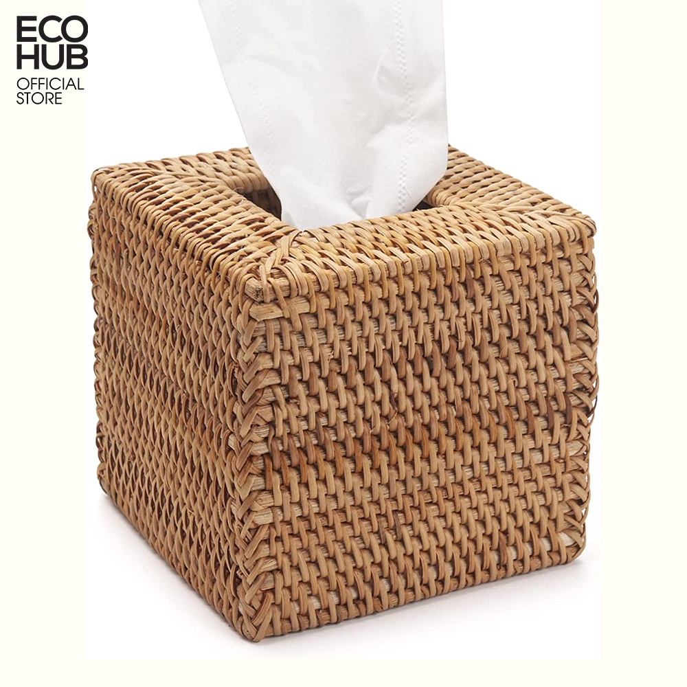 Hộp đựng khăn giấy ECOHUB hình vuông bằng mây (ECOHUB Square Rattan Tissue Box)