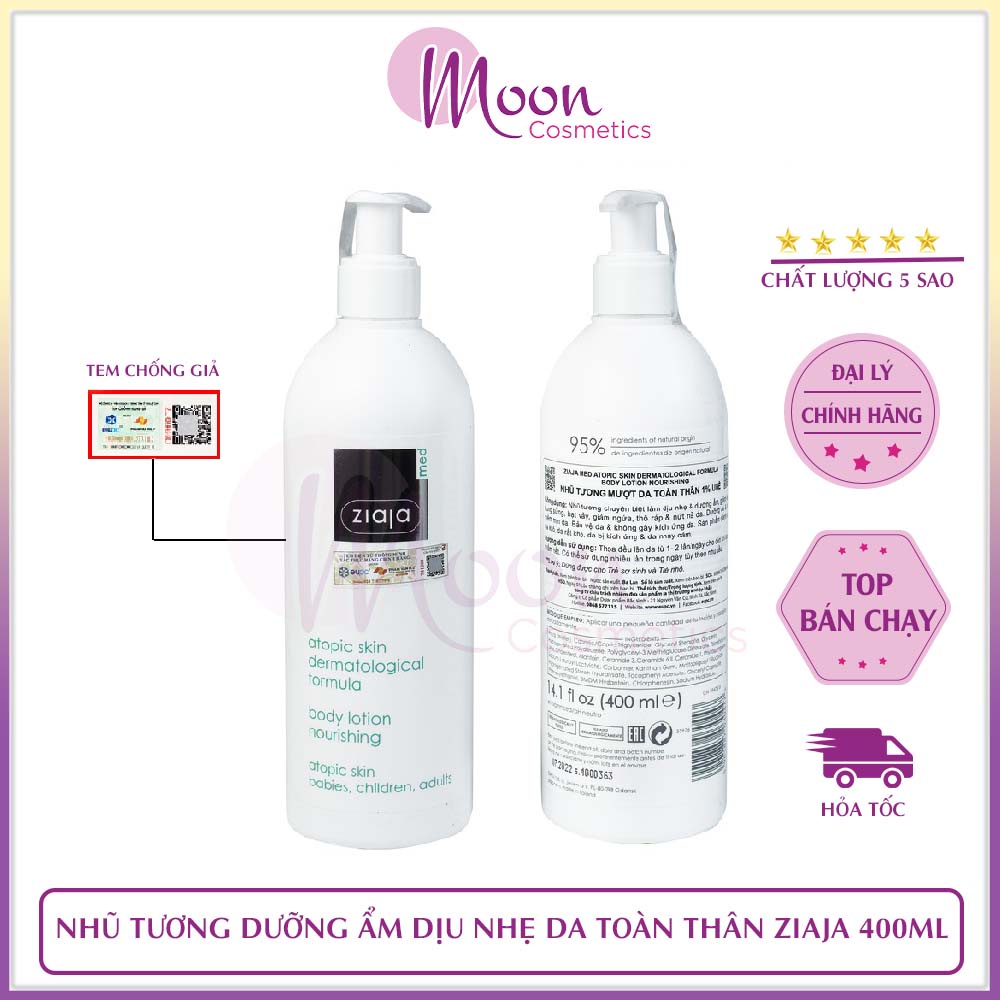 ✅[Chính Hãng] Nhũ Tương Dưỡng Ẩm Dịu Nhẹ Da Toàn Thân ZIAJA MED ATOPY AZS. 400ML