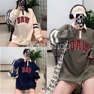 Áo nỉ nữ, áo sweater polo cổ bẻ polo chữ daw chất nỉ ngoại dáng unisex siêu cá tính