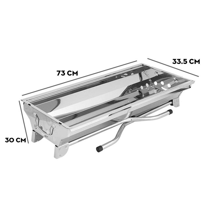 Bếp nướng BBQ ngoài trời dã ngoại nướng than hoa inox có thể gấp gọn chân cao xếp kèm phụ kiện