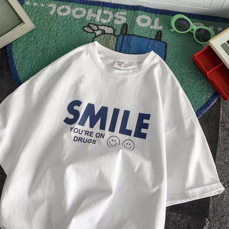 Áo thun tay lỡ dáng rộng unisex - Smile