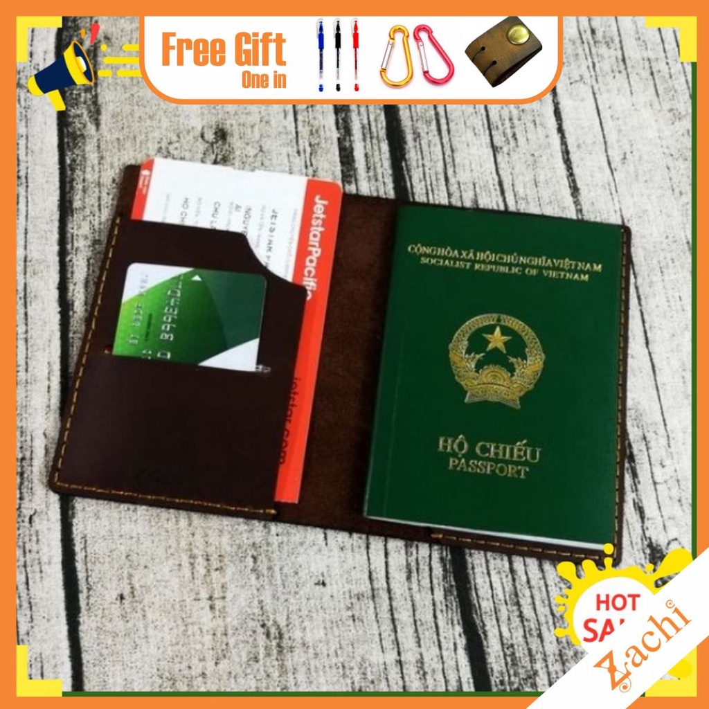 [Zachi] Ví đựng passport da bò, bao đựng hộ chiếu da bò thật 100% handmade  PP526
