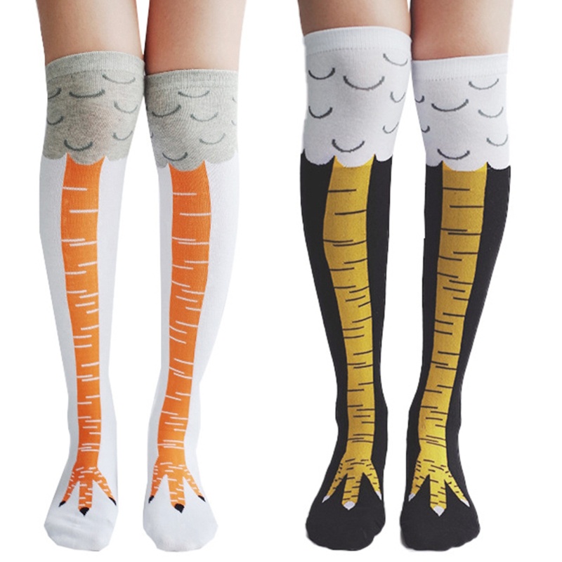 XIXI Vớ cotton cổ cao in họa tiết chân gà vui nhộn cho nữ
