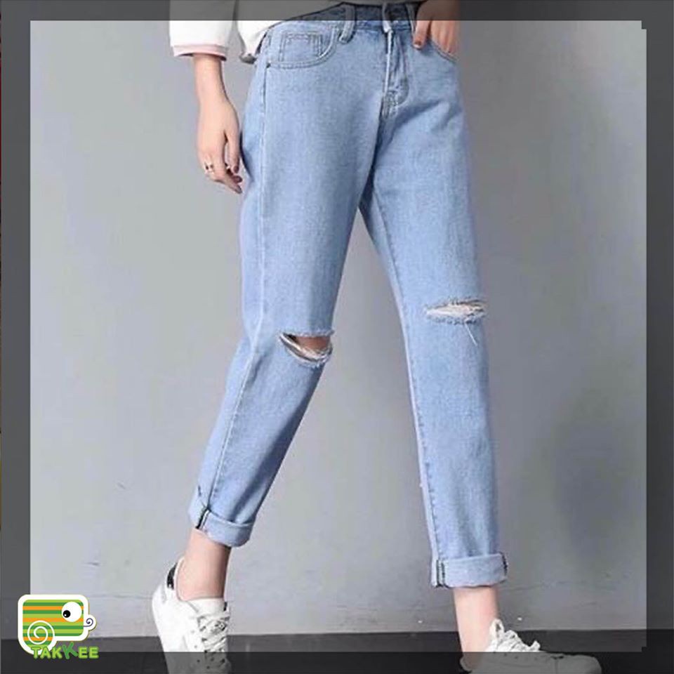 quần jeans quần bò beggy rách gối phong cách hàn quốc