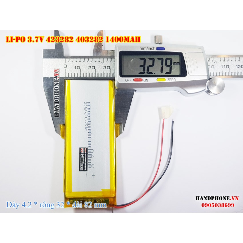 Pin Li-Po 3.7V 1400mAh 423282 403282 (Lithium Polymer) cho Bàn Phím, Loa Bluetooth, Định Vị GPS, Camera hành trình