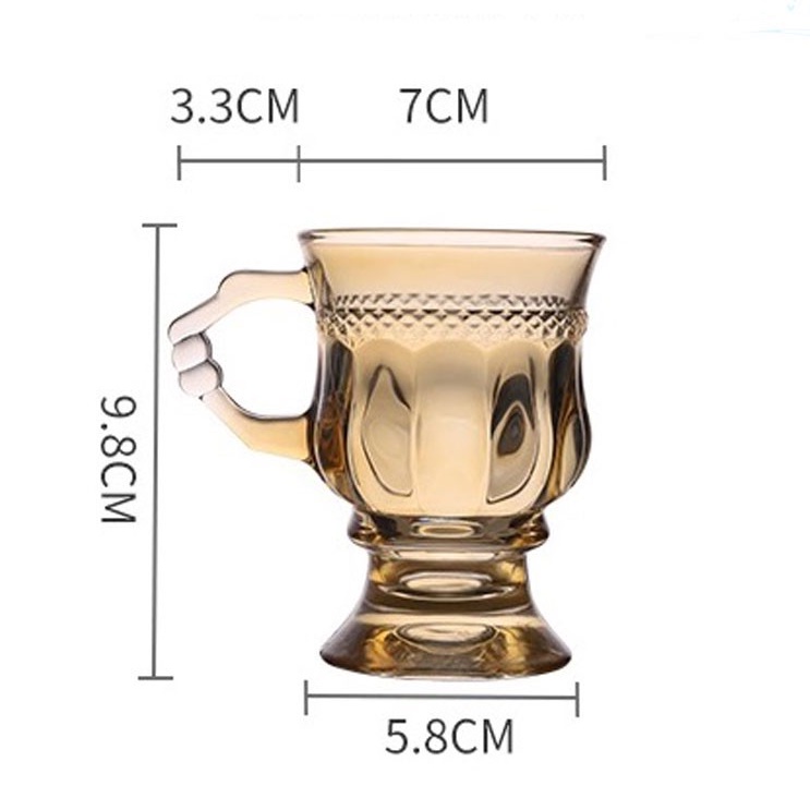 Ly Thuỷ Tinh Vintage Sang Trọng Có Quai Nhiều Màu Sắc Decor