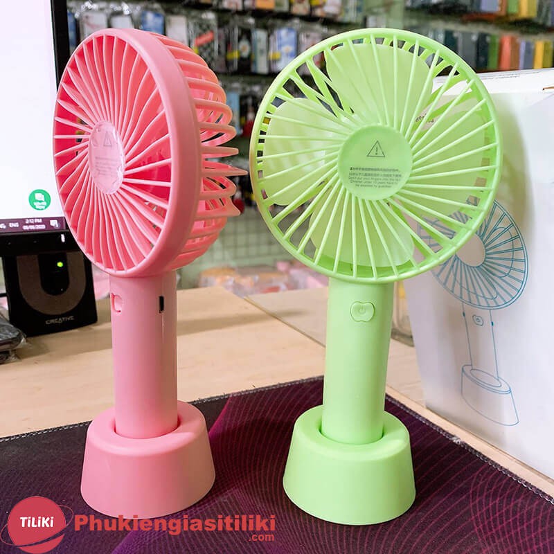 Quạt Mini Tích Điện Cầm Tay Có Giá Đỡ Để Bàn