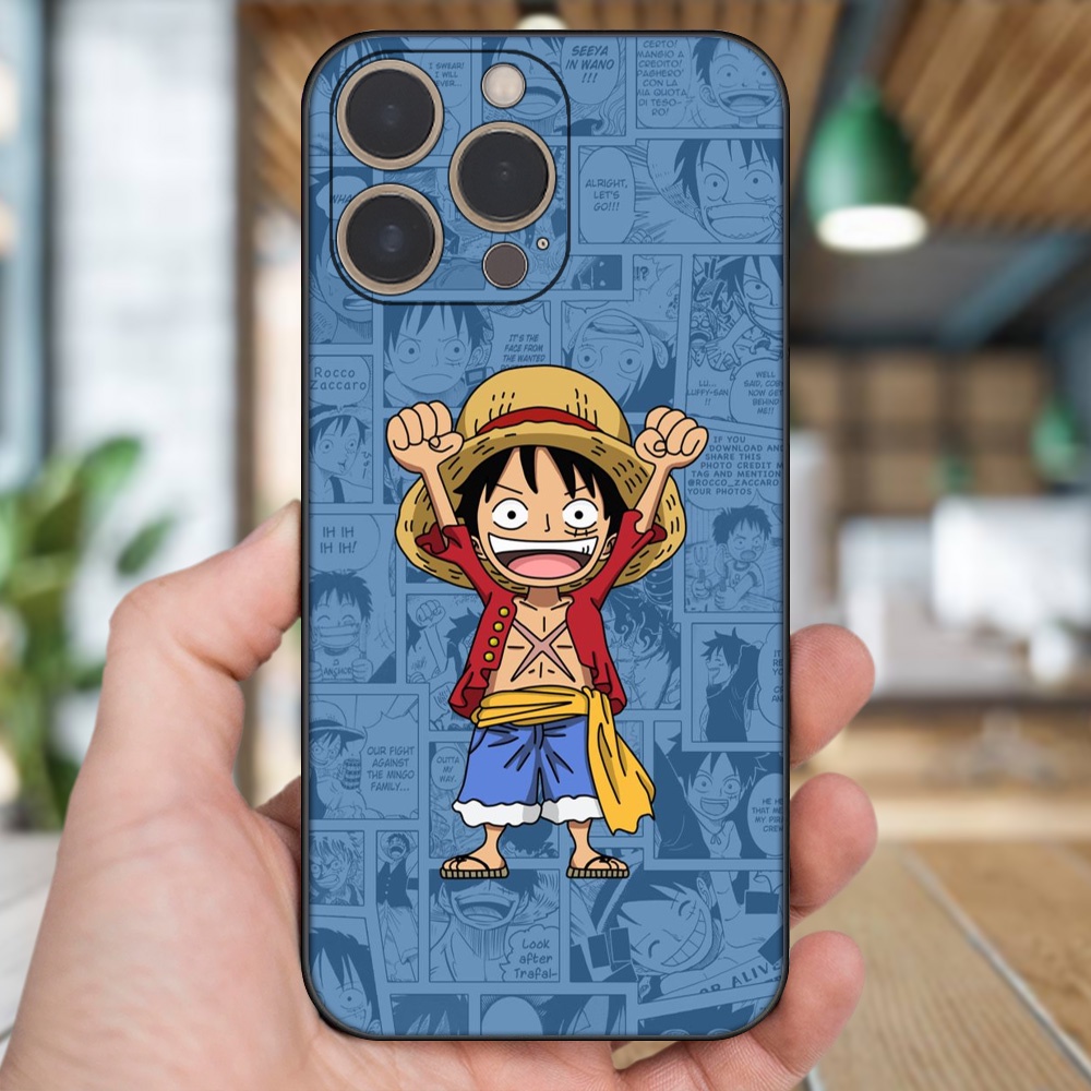 Ốp lưng iPhone 13 Pro dẻo đen cạnh vuông in hình Luffy One Piece