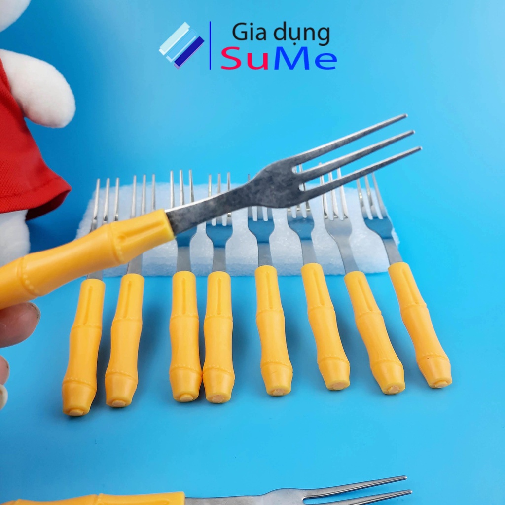 Bộ dĩa ăn hoa quả, dĩa cán trúc loại 1 (10 chiếc)