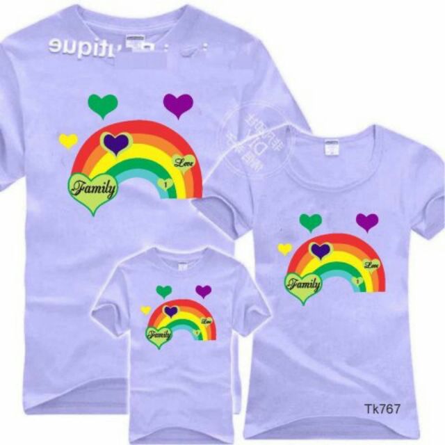 Áo thun gia đình màu hồng 3/4/5 người chất cotton mịn mát giá sĩ