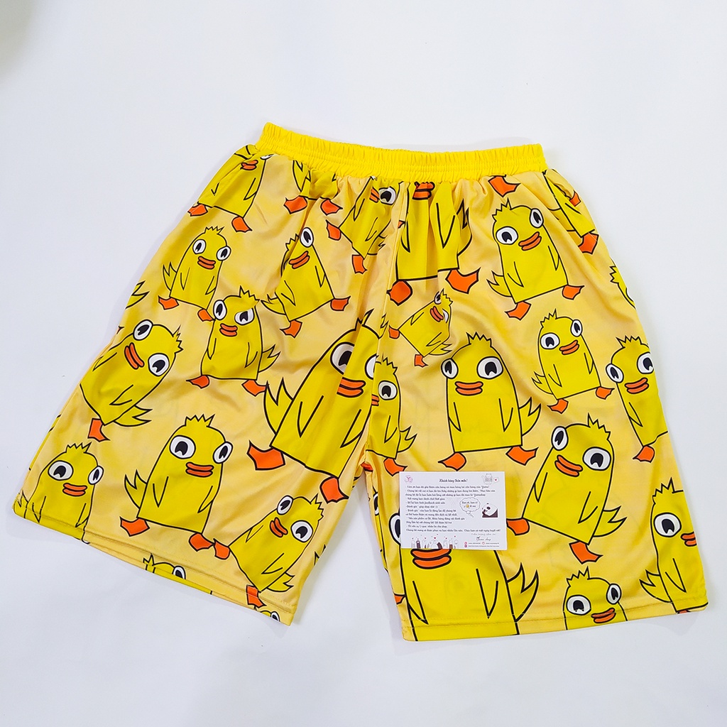 Quần Short Lửng Cartoon Chim Vàng, Quần Đùi Hoạt Hình Form Rộng Unisex