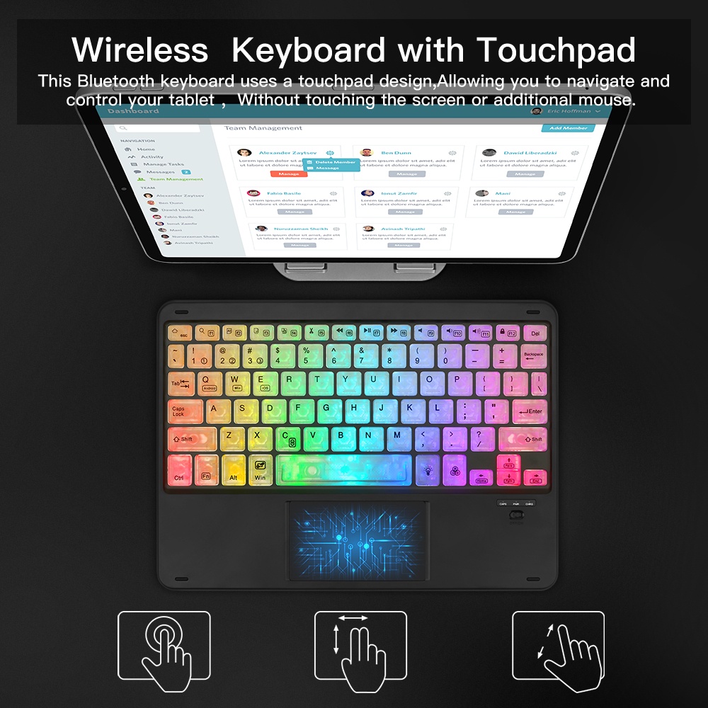 Bàn phím không dây bluetooth GOOJODOQ đèn LED RGB thích hợp cho điện thoại iPad Pro Air Xiaomi Huawei Android Windows | BigBuy360 - bigbuy360.vn