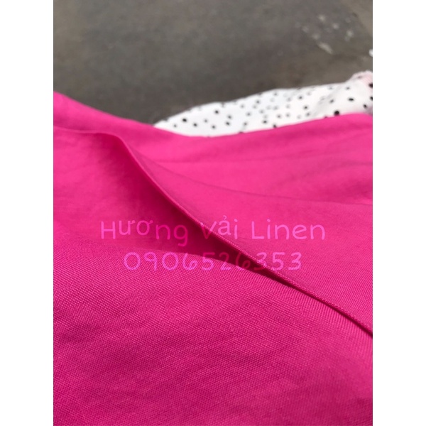 Vải linen ướt màu Hồng sen đã wash cn!