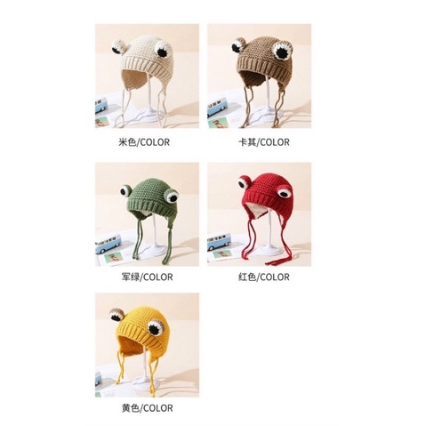 Mũ len hình ếch đáng yêu cho bé từ 6 tháng - 3 tuổi