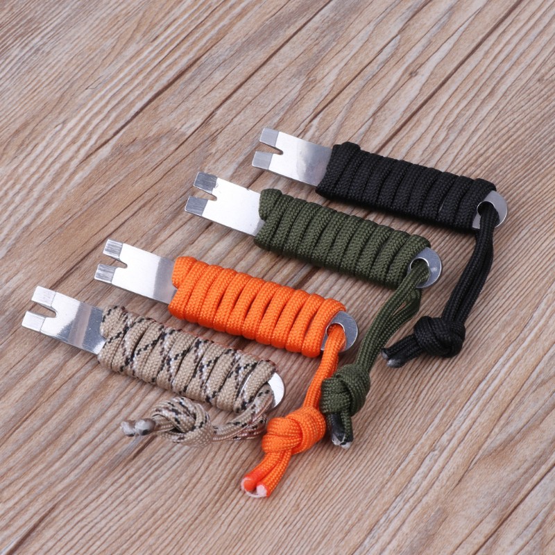 SUP Mini EDC Tool Crank Crowbar Pocket Pry Bar Paracord Scraper Opener Winder Staple
