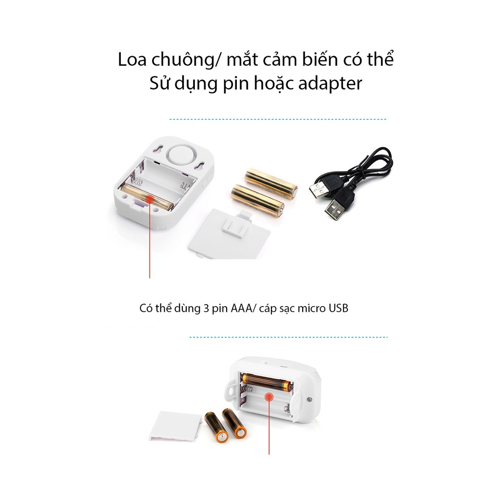 Chuông báo khách không dây học lệnh thông minh phát nhạc MP3 tự chọn CACAZI KS-SF20RV2