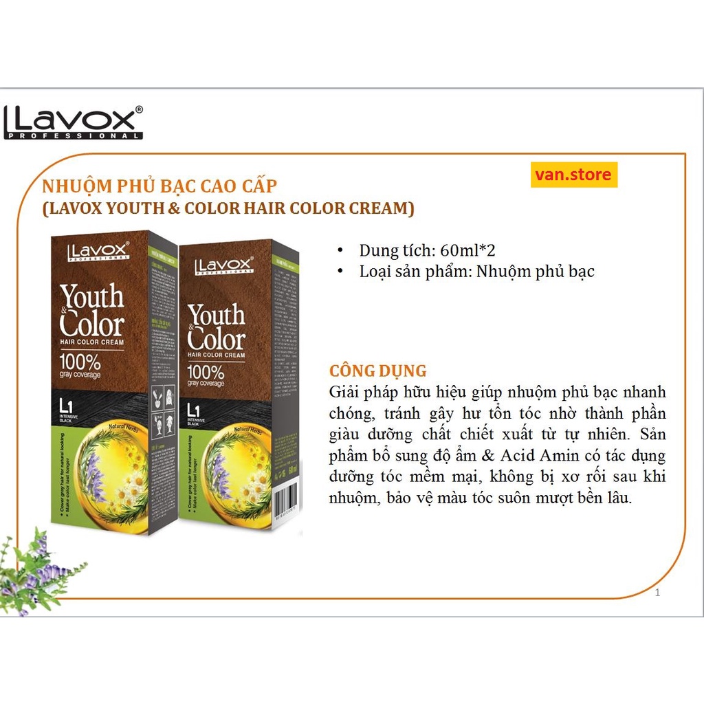NHUỘM PHỦ BẠC DƯỠNG CHẤT THIÊN NHIÊN LAVOX - 60MLX2