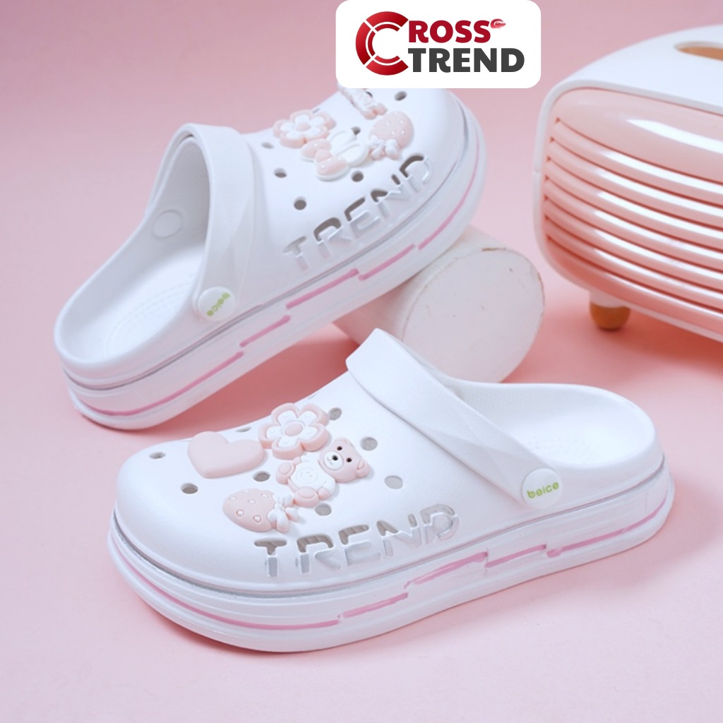 Dép cross, Dép crocs nữ Beice Hàn Quốc siêu mềm mang êm chân tặng kèm 8 sticker charm 2D CROSS TREND