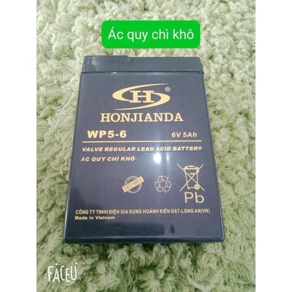Bình ắc quy thay thế cho quạt Hơnjianda 6v-5Ah( dùng cho đèn sạc, quạt sạc)