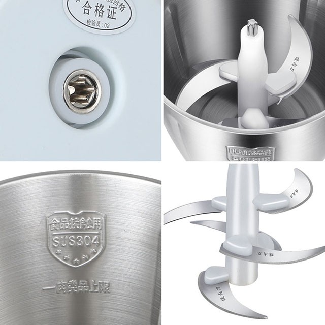 [TẶNG QUÀ] Máy Xay Thịt, Máy Xay Đa Năng Cối 3L inox Cầm Tay 2 Chế Độ 5 Lưỡi Dao Siêu Bền - BH 12 tháng