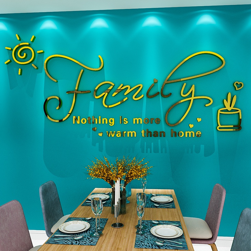 Gia đình tiếng Anh Tấm dán tường Acrylic 3D Không thấm nước Tường Sticker Phòng khách Phòng ngủ Phòng ăn Trang trí nội thất