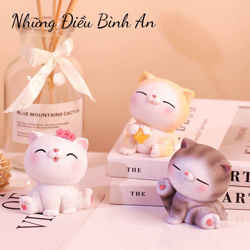 Tượng chú mèo con tinh nghịch trang trí bàn làm việc, để xe ô tô, trang trí thư giãn 💕FREESHIP 50k💕 Những Điều Bình An