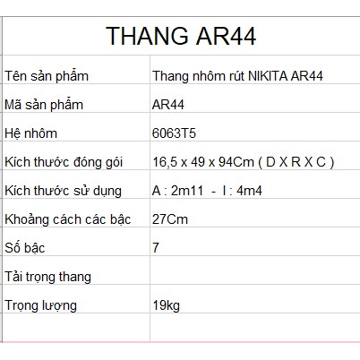 Thang nhôm rút chữ A - NIKITA AR44