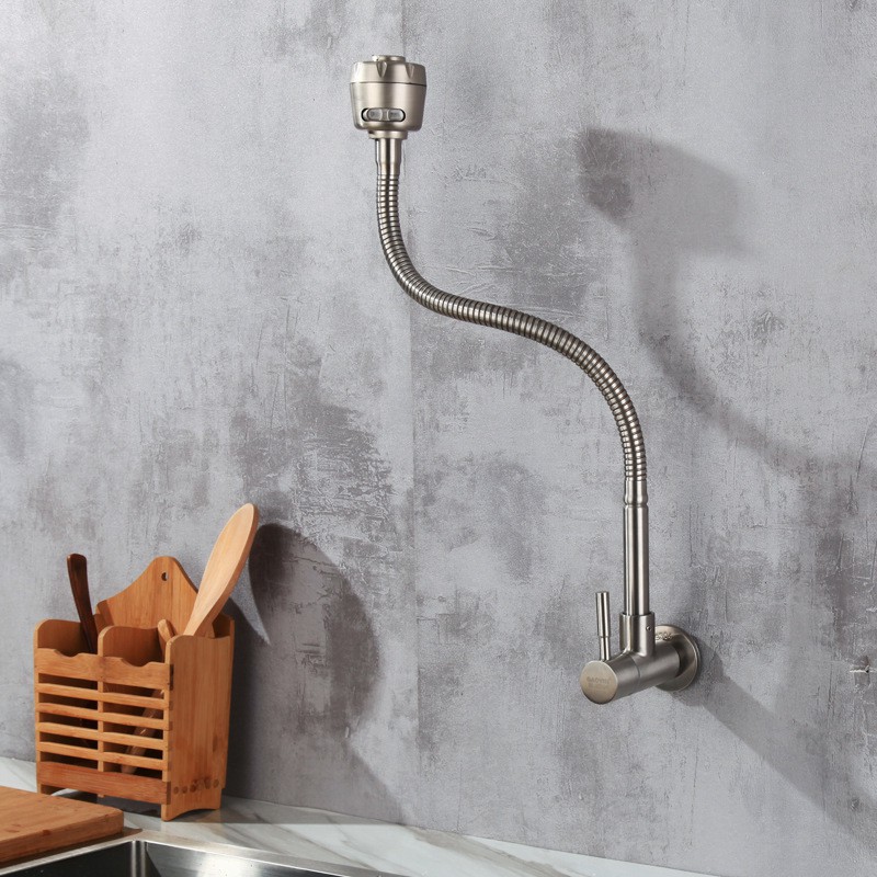 Vòi rửa chén bồn rửa bát lò xo gắn tường tăng áp inox 304 TAAN VR05