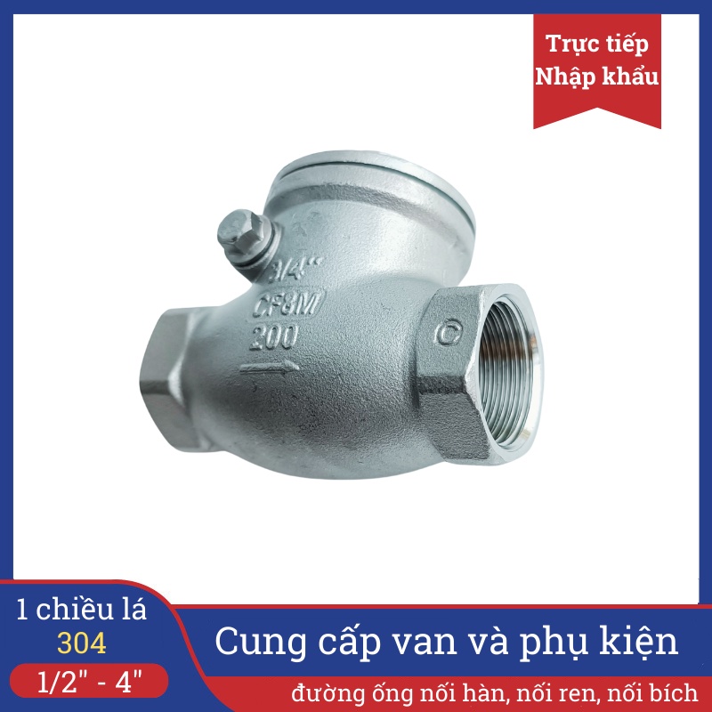 Van một chiều inox 304 phi 27 van nước 1 chiều nối ren ngăn lưu chất chảy ngược dòng