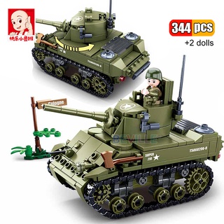 Bộ Đồ Chơi Lắp Ráp  Xe Tăng Quân Đội WW2 M5 344 Mảnh Ghép Cho Bé