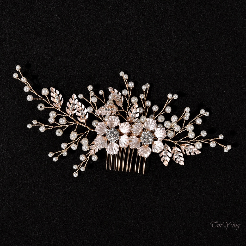 GETNOIVAS Trâm Cài Tóc Hình Hoa Đính Ngọc Trai Nhân Tạo Màu Bạc Dành Cho Cô Dâu