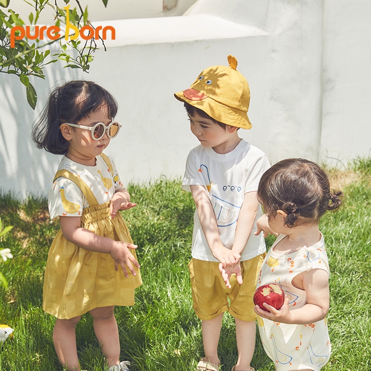 Áo Phông cộc tay cho bé trai bé gái họa tiết con Vịt 8-16kg - T03