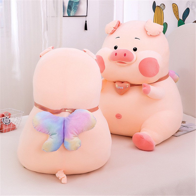 Gấu Bông Heo Tim Cánh Tiên , Gối Ôm Hình Thú Cho Bé Size 50Cm - 70Cm