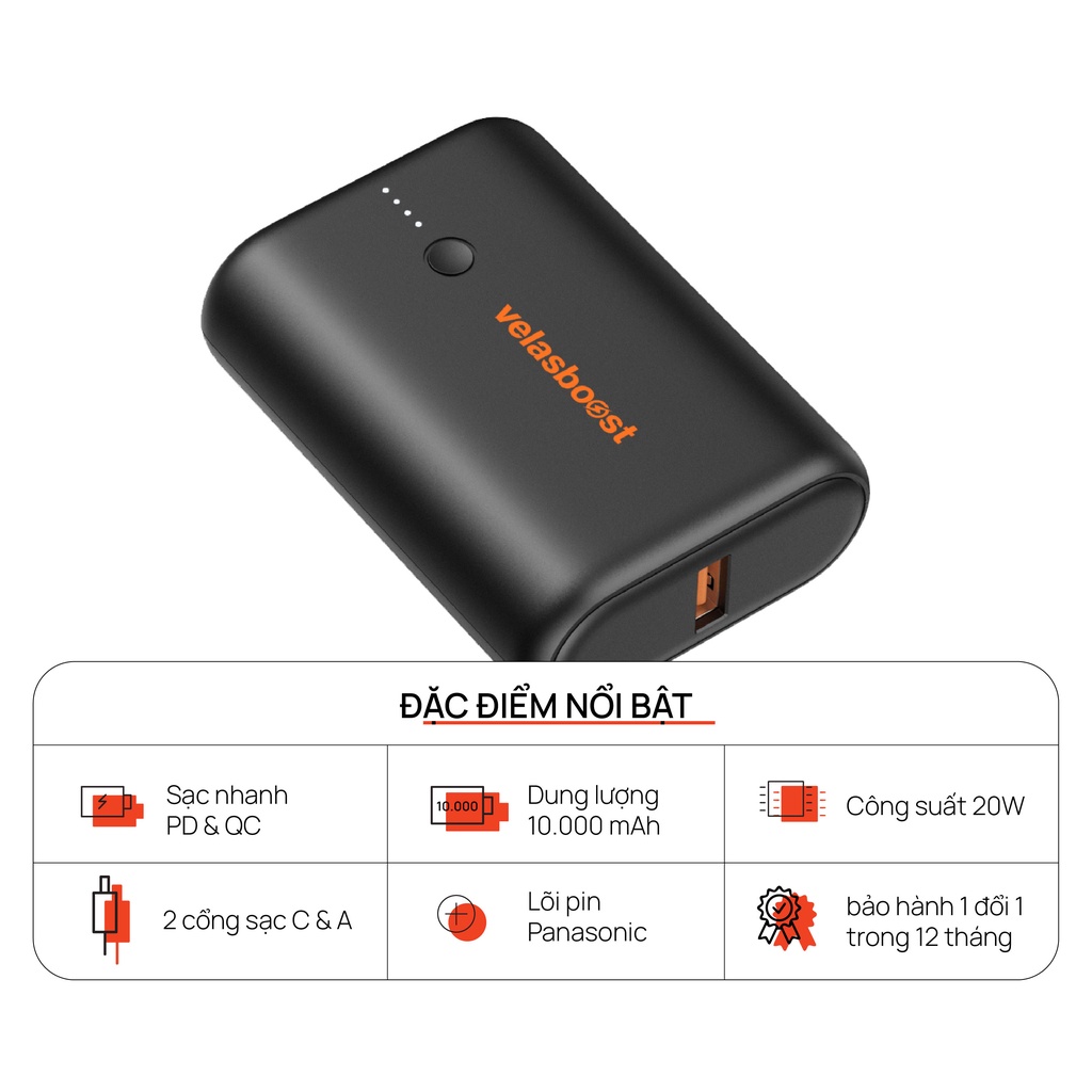 Sạc dự phòng Velasboost 10.000mAh