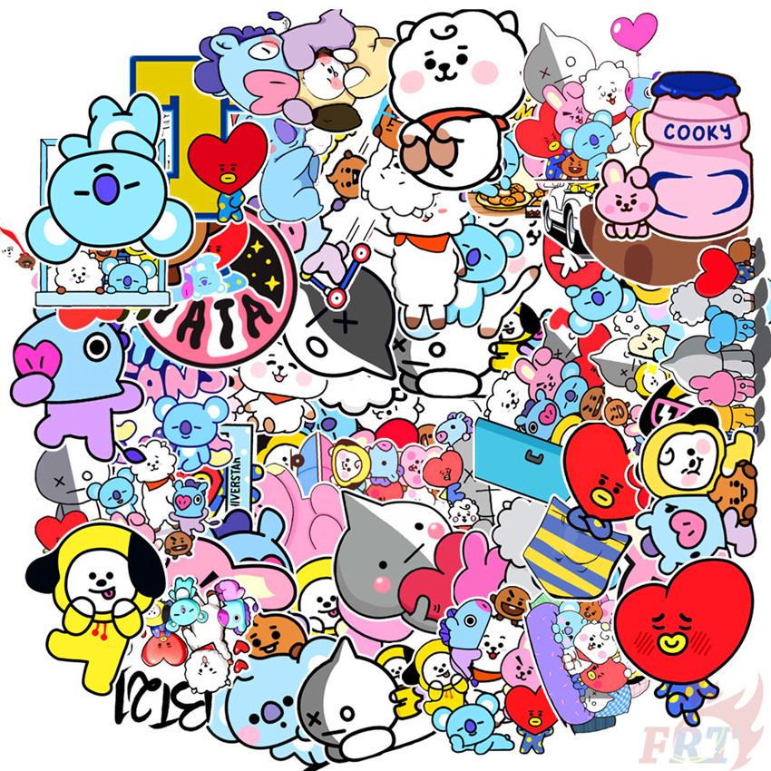 ❉ Bangtan Boys BTS BT21 Series 01 - KPOP TATA MANG SHOOKY COOKY KOYA RJ CHIMMY Stickers ❉ 50Pcs/Set DIY Mixed Fashion Doodle Decals Stickers