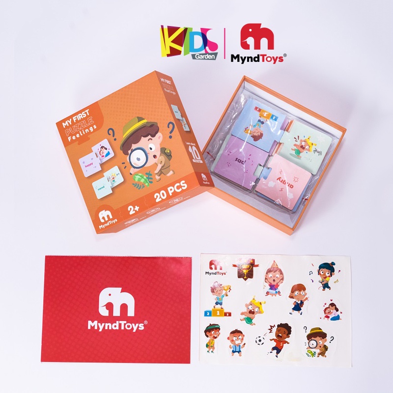 Đồ chơi xếp hình cho bé bộ ghép hình MYNDTOYS  20 mảnh với chủ đề cảm xúc cho trẻ từ 2 tuổi MT03-MFFeelings KIDSGARDEN