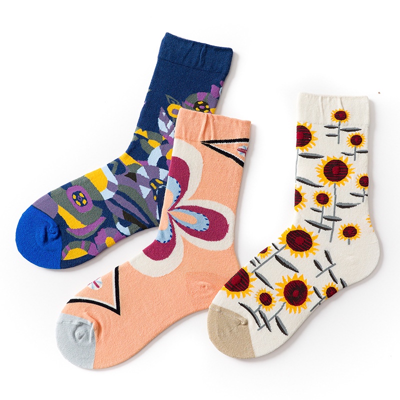 Vớ thời trang WAFNHA D305 họa tiết hoa lá sáng tạo cho cặp đôi