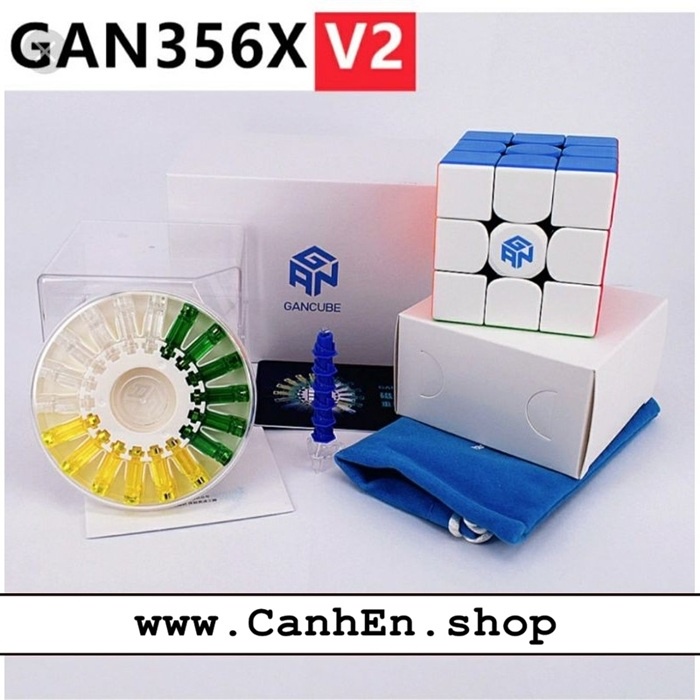 Rubik 3x3 GAN 356 X V2 xịn xò có thể điều chỉnh nam châm tặng đế kê Qiyi hoặc Moyu dùng thi đấu