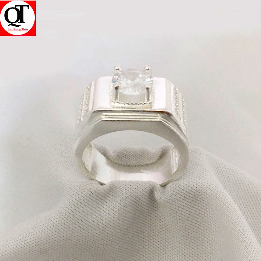 Nhẫn nam bản nhỏ ổ cao phong cách Hàn Quốc chất liệu bạc ta trang sức Bạc Quang Thản - QTNA61