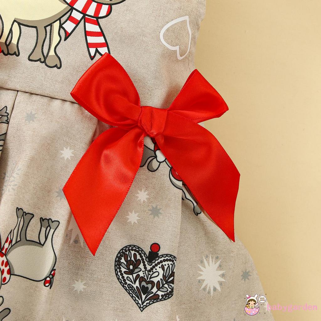 Bộ Áo Liền Quần + Đầm Sát Nách In Họa Tiết Giáng Sinh + Băng Đô Cài Tóc Xinh Xắn Cho Bé Gái 0-3 Tuổi