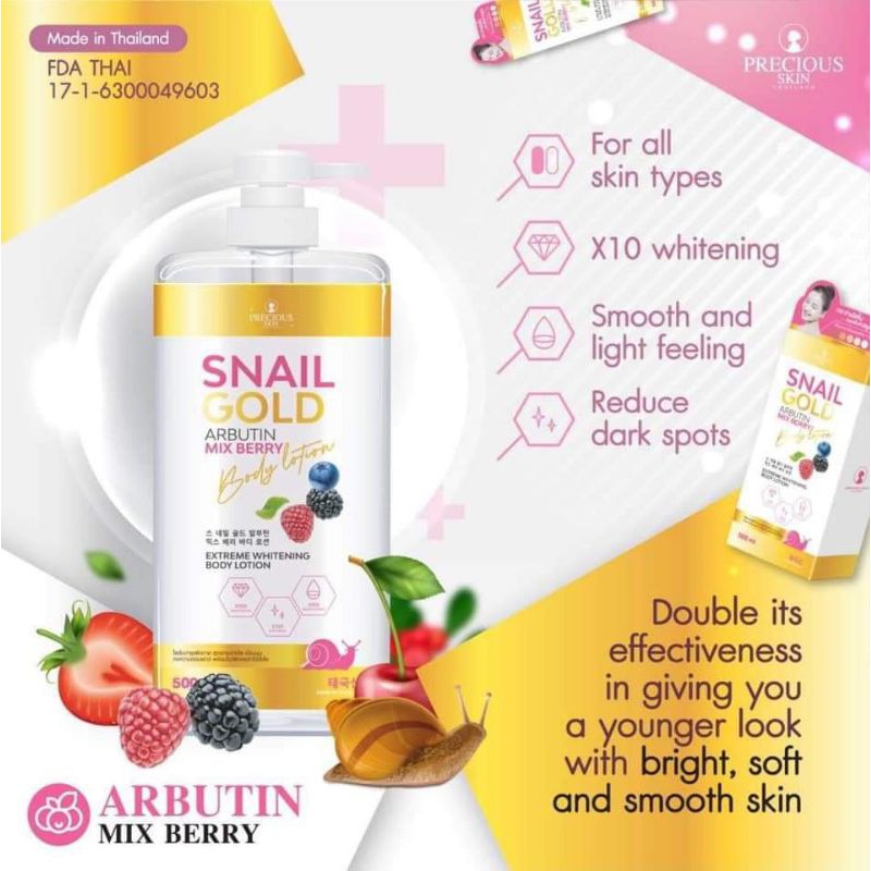 LOTION DƯỠNG THỂ TRẮNG DA SNAIL GOLD ARBUTIN MIX BERRY THÁI LAN